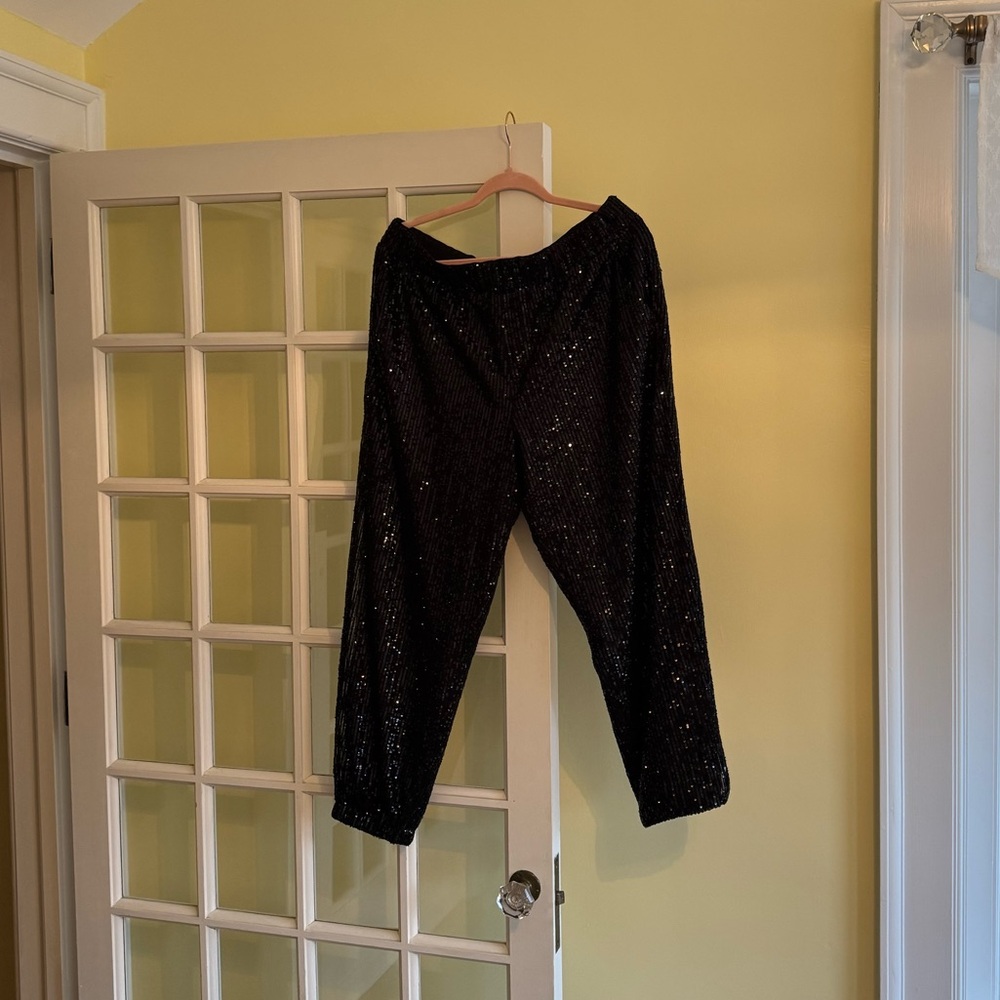 LOFT Charcoal Sequin-Embellished Pants